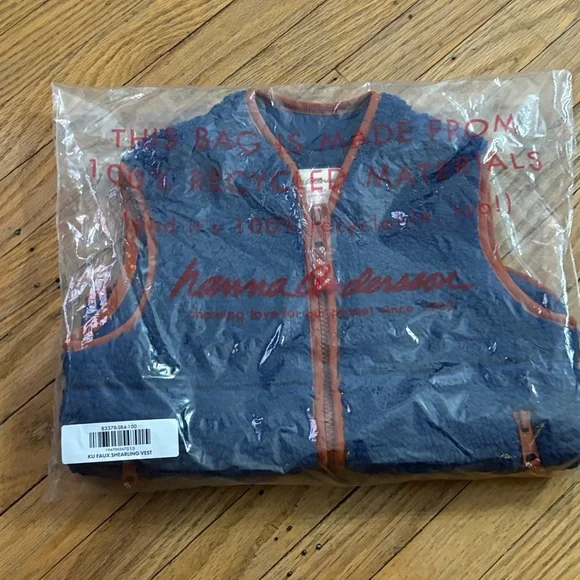 Hanna Andersson* Kids Blue and Brown Faux Shearling Vest - Picture 3 of 5